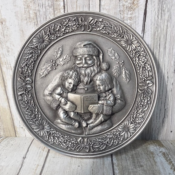 Hudson Fine Pewter Other - 1978 Hudson Fine Pewter Santa Night Before Christmas Plate Albert Petitto 6in